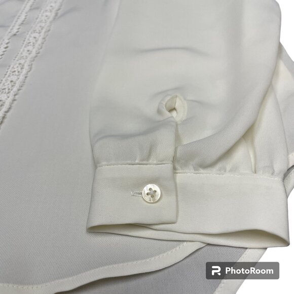 Women's LANDS' END Long Sleeve Blouse with Lace- Size 14 - Picture 5 of 10